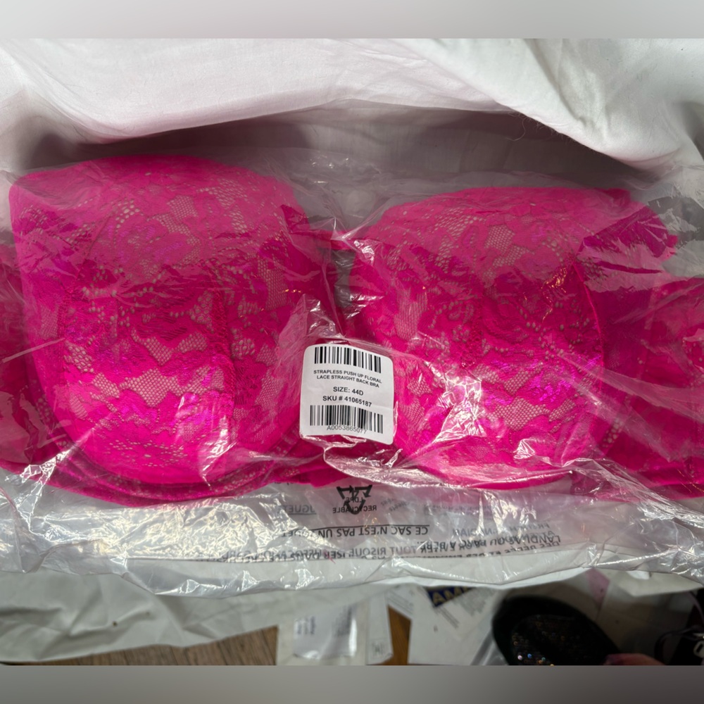 Torrid Strapless Push Up Floral Lace Straight Back bra in 44D